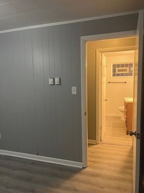 Goshen apartment for rent - A hallway with a doorway leading to another room.