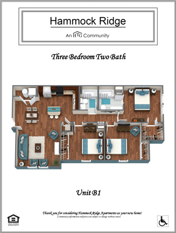 Floor plan for 3 beds, 2 baths, 1162 sqft