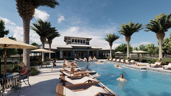 Bradenton apartment for rent - people are swimming in a pool at the resort