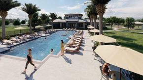 Bradenton apartment for rent - people are walking around the pool at a resort