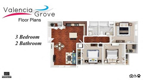 Floor plan for 3 beds, 2 baths, 1150 sqft
