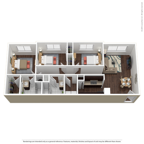 Floor plan for 3 beds, 2.5 baths, 1150 sqft