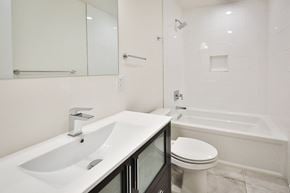 Philadelphia apartment for rent - a bathroom with a sink and a toilet and a shower