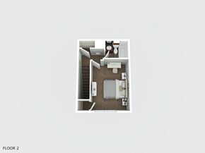 Jacksonville house for rent - A floor plan of a room with a bed, a desk, and a chair.
