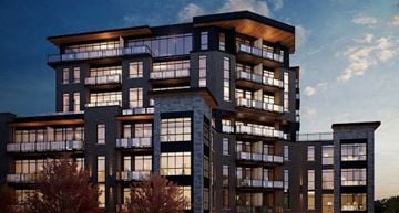 Guelph apartment for rent - a rendering of a tall building with a sky background