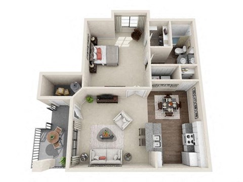 Floor plan for 1 bed, 1 bath, 756 sqft
