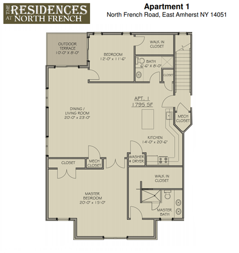 Floor plan for 2 beds, 2 baths, 1795 sqft