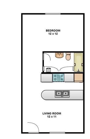 Floor plan for 1 bed, 1 bath, 546 sqft