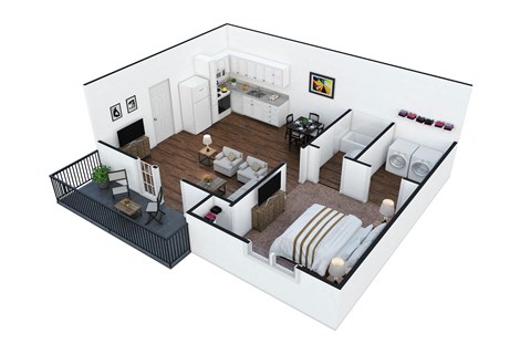 Floor plan for 1 bed, 1 bath, 665 sqft