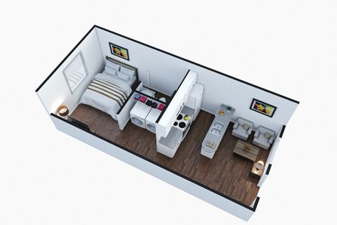 Floor plan for 1 bed, 1 bath, 520 sqft