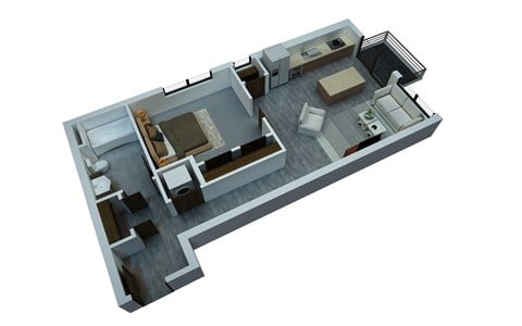 Floor plan for 1 bed, 1 bath, 655 sqft