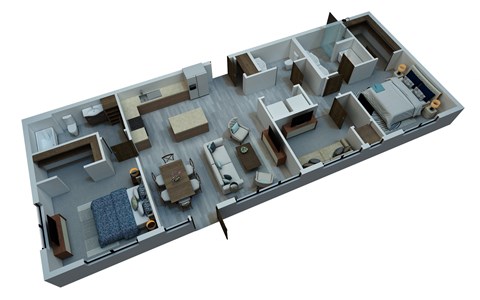 Floor plan for 2 beds, 3 baths, 1295 sqft
