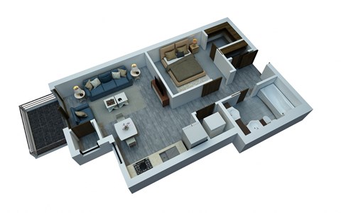 Floor plan for studio, 1 bath, 507 sqft