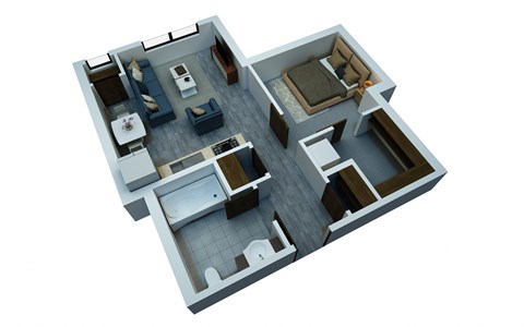 Floor plan for studio, 1 bath, 511 sqft