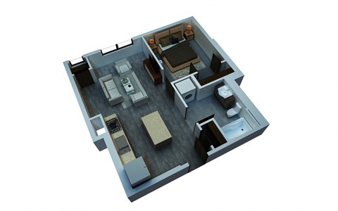 Floor plan for studio, 1 bath, 537 sqft