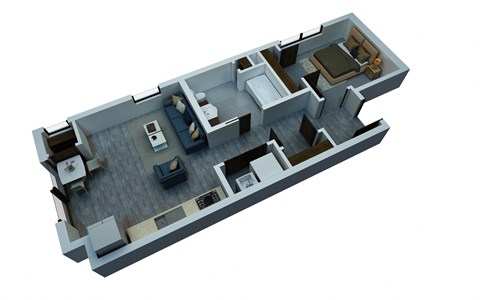 Floor plan for studio, 1 bath, 544 sqft