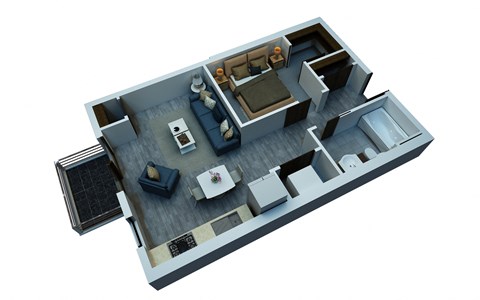 Floor plan for studio, 1 bath, 578 sqft