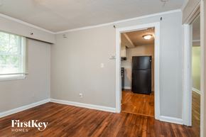 Atlanta house for rent - the view of a living room and a kitchen from a doorway
