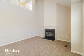 Greensboro house for rent - a living room with a fireplace and a white wall