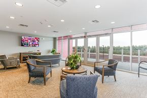 Wareham apartment for rent - a large room with chairs and a table and a television