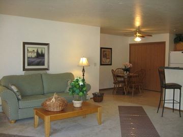 Appleton apartment for rent - a living room with a couch and a table