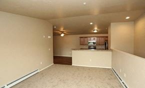 Plymouth apartment for rent - an empty room with a kitchen and a living room