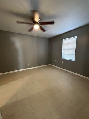 Killeen apartment for rent - A room with a ceiling fan and a window with blinds.