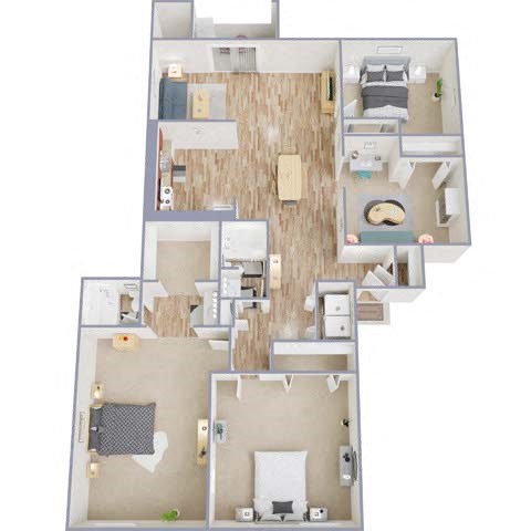 Floor plan for 3 beds, 2 baths, 1472 sqft
