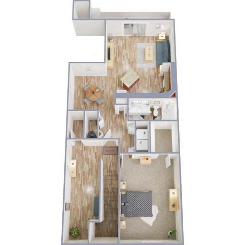 Floor plan for 1 bed, 1 bath, 750 sqft