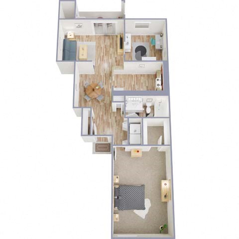 Floor plan for 1 bed, 1 bath, 850 sqft