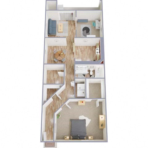 Floor plan for 1 bed, 1 bath, 960 sqft