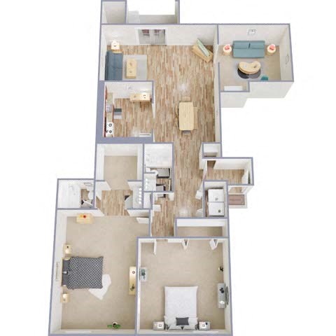 Floor plan for 3 beds, 2 baths, 1440 sqft