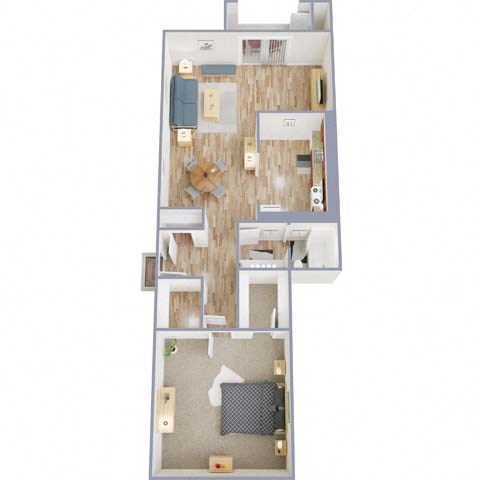 Floor plan for 1 bed, 1 bath, 820 sqft