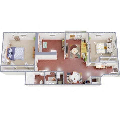 Floor plan for 1 bed, 1 bath, 960 sqft