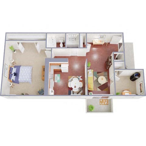 Floor plan for 2 beds, 1 bath, 793 sqft