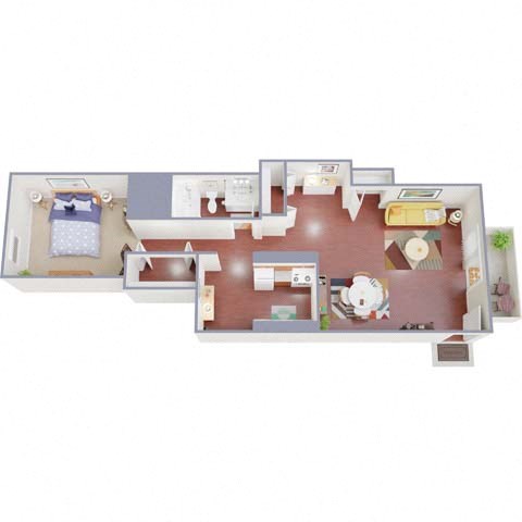 Floor plan for 1 bed, 1 bath, 850 sqft