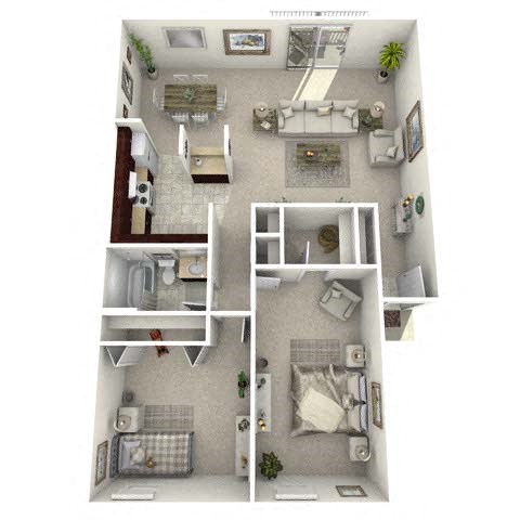 Floor plan for 2 beds, 1 bath, 1025 sqft