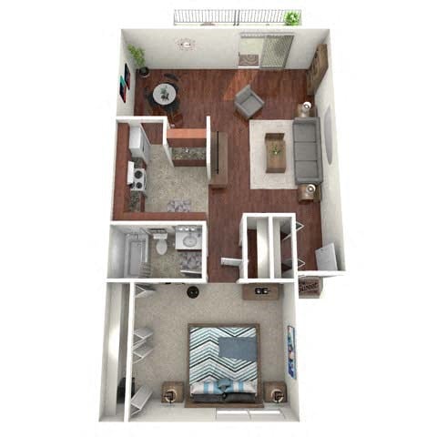 Floor plan for 1 bed, 1 bath, 882 sqft