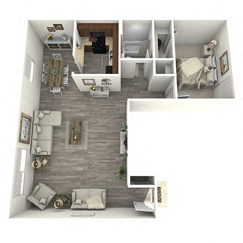Floor plan for 1 bed, 1 bath, 825 sqft