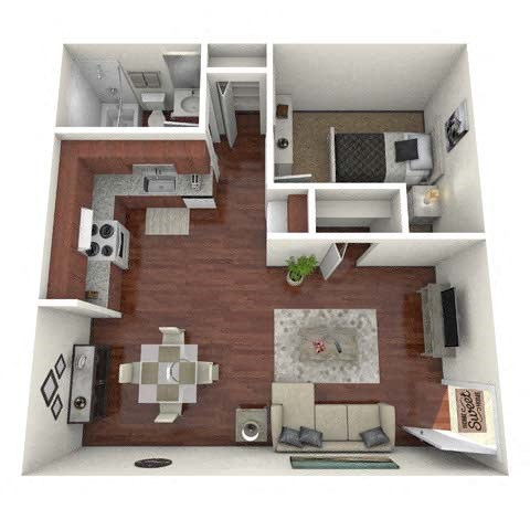 Floor plan for studio, 1 bath, 400 sqft