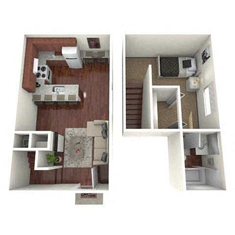 Floor plan for 1 bed, 1 bath, 470 sqft