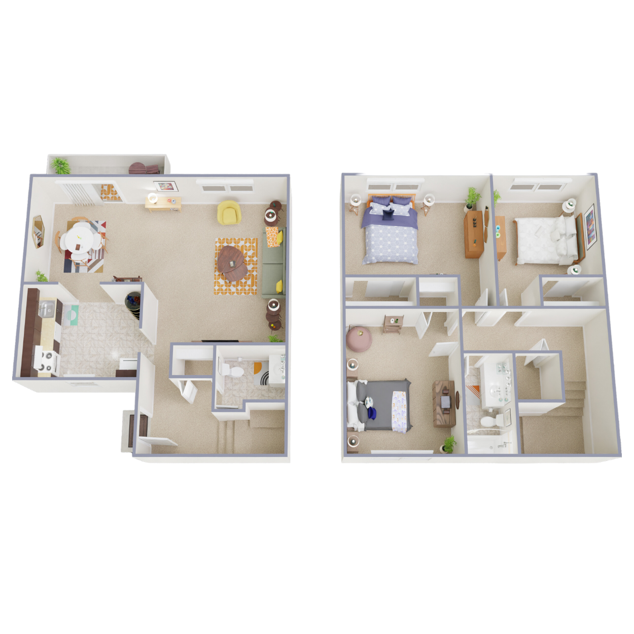 Floor plan for 3 beds, 1.5 baths, 1560 sqft
