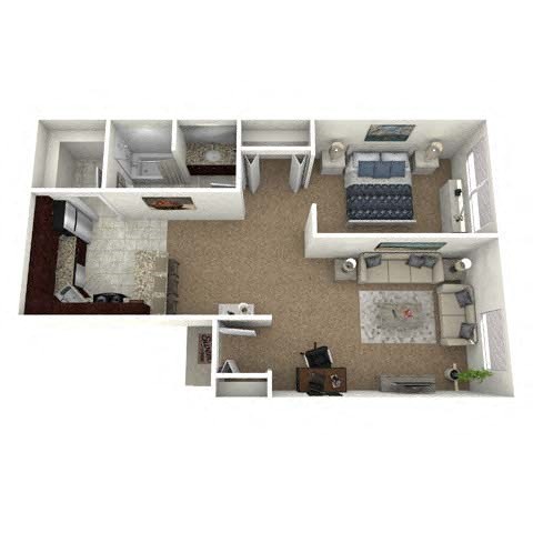 Floor plan for studio, 1 bath, 575 sqft