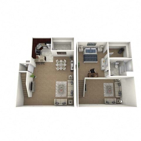 Floor plan for studio, 0.5 baths, 575 sqft