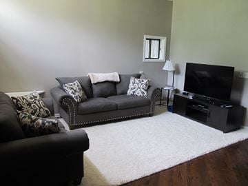 Chicago apartment for rent - a living room with a couch and a tv