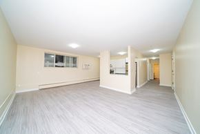 Winnipeg apartment for rent - A spacious room with light wood flooring and white walls.