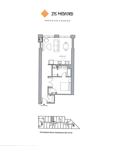 Floor plan for 1 bed, 1 bath, 796 sqft