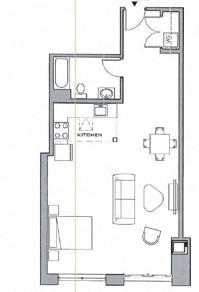 Floor plan for studio, 1 bath, 780 sqft