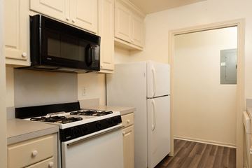 Brandon apartment for rent - a kitchen with a stove microwave and refrigerator
