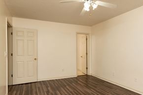 Brandon apartment for rent - the spacious living room of an empty home with a ceiling fan
